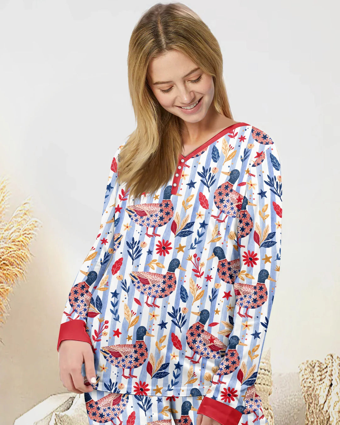 Patriotic Mallard Duck Bamboo Women Pajama Set
