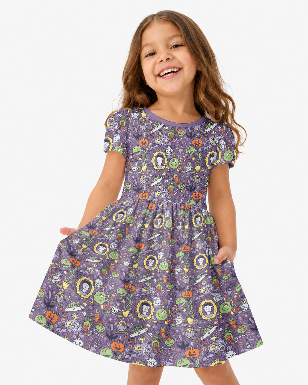Halloween Monster Fun Bamboo Twirl Dress