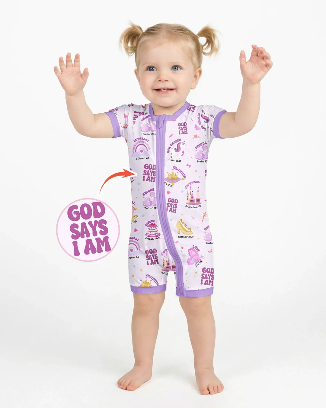 God Says I Am Girl Bamboo Shorty Zippy