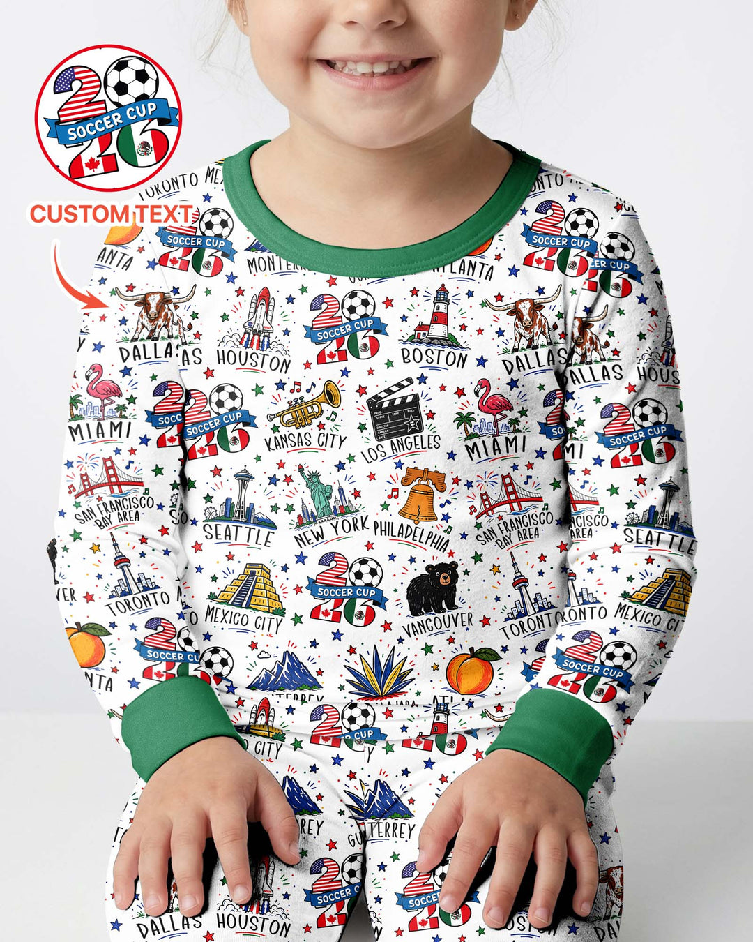 2026 Soccer Cup Host Citties Bamboo Two Piece Long Sleeve Pajama Set