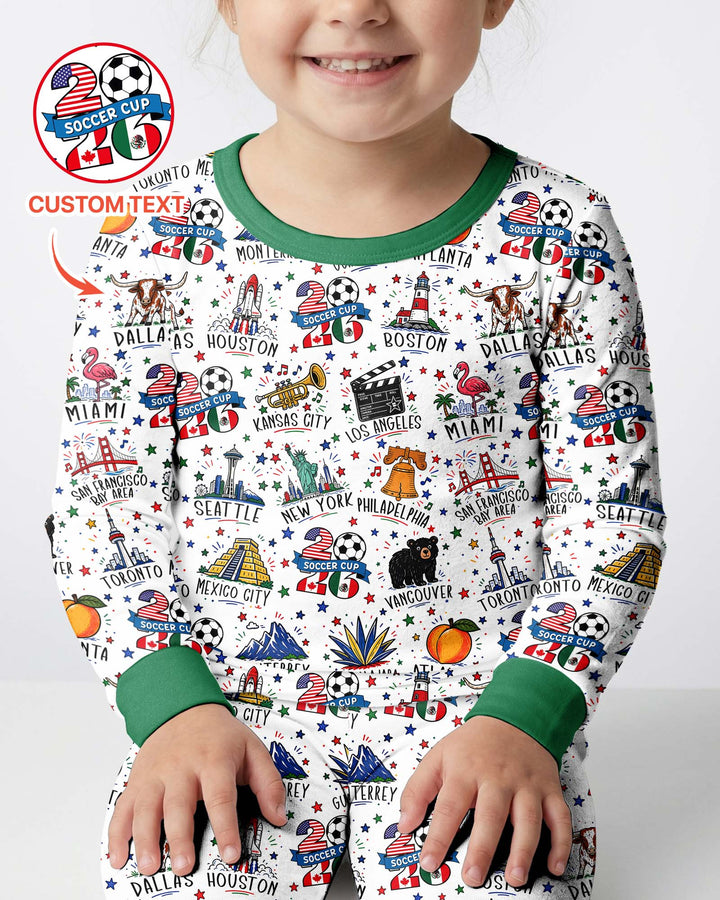 2026 Soccer Cup Host Citties Bamboo Two Piece Long Sleeve Pajama Set