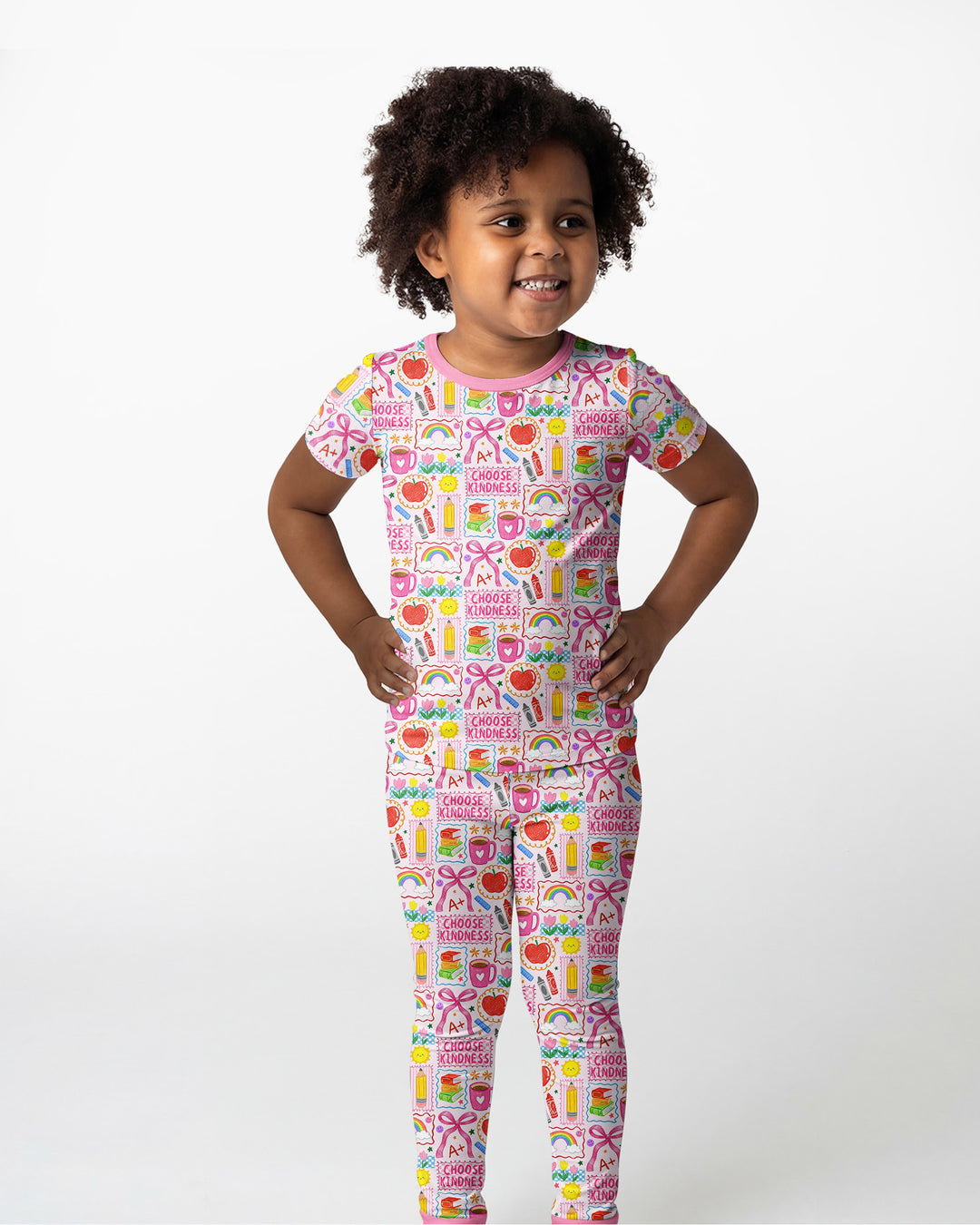 Kindness School Girl Bamboo Two Piece Short Sleeve Pajama Set