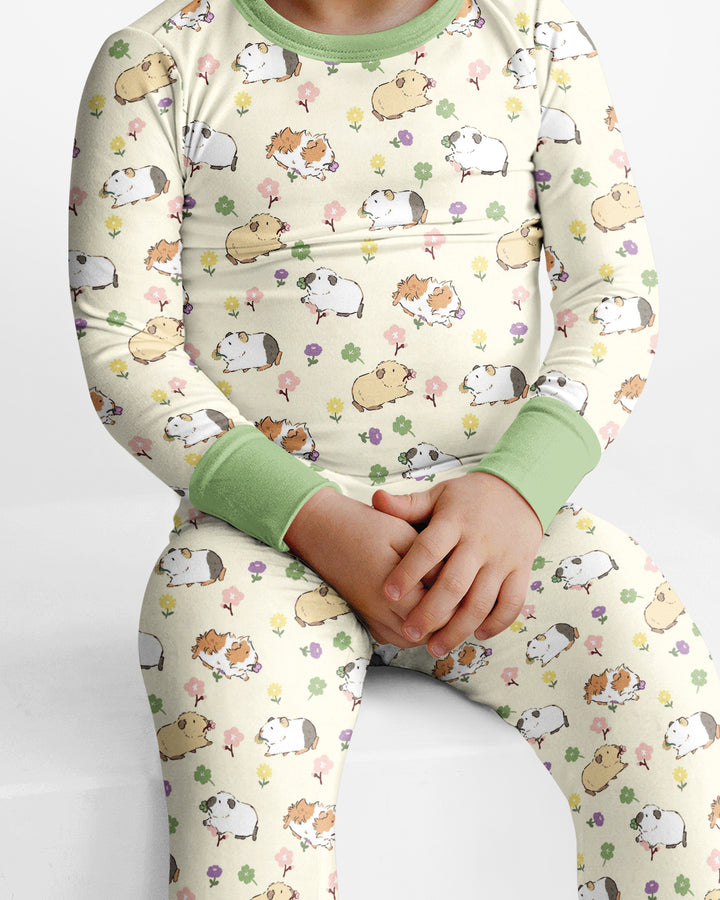 Guinea Pig Garden Bamboo Two Piece Long Sleeve Pajama Set
