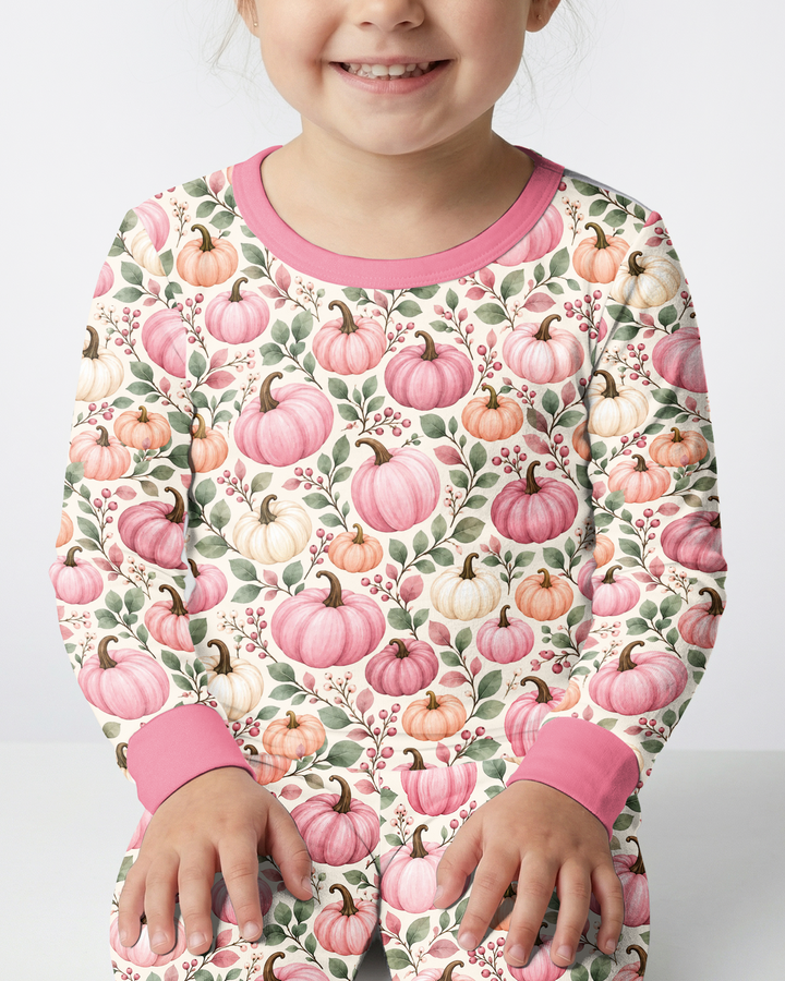 Pumpkin Cozy Fall Bamboo Two Piece Long Sleeve Pajama Set