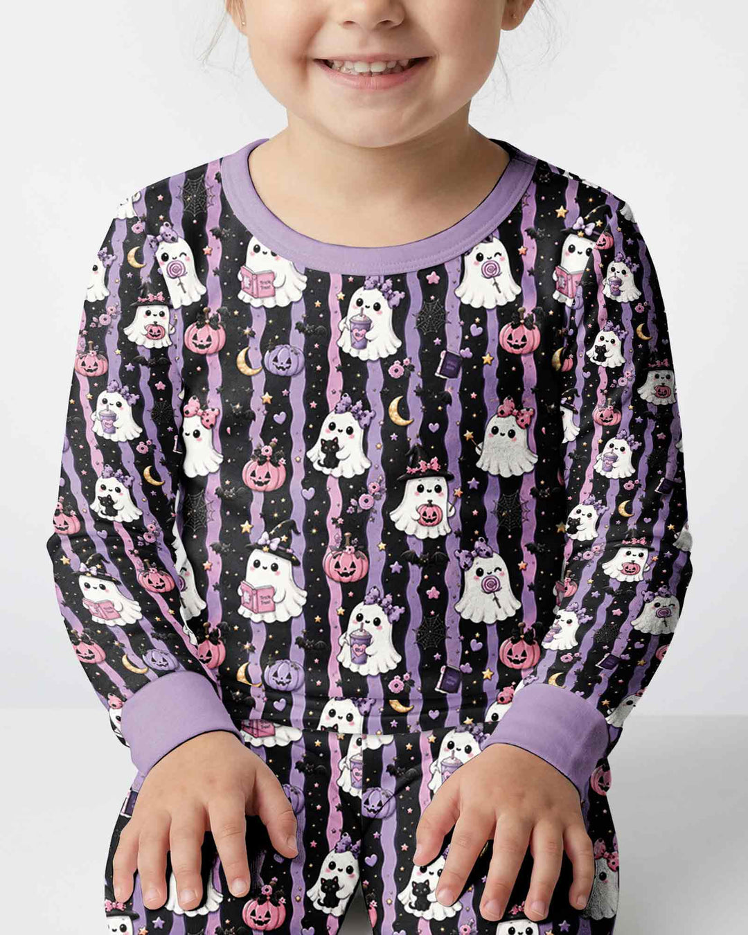 Cute Ghost Halloween Bamboo Two Piece Long Sleeve Pajama Set