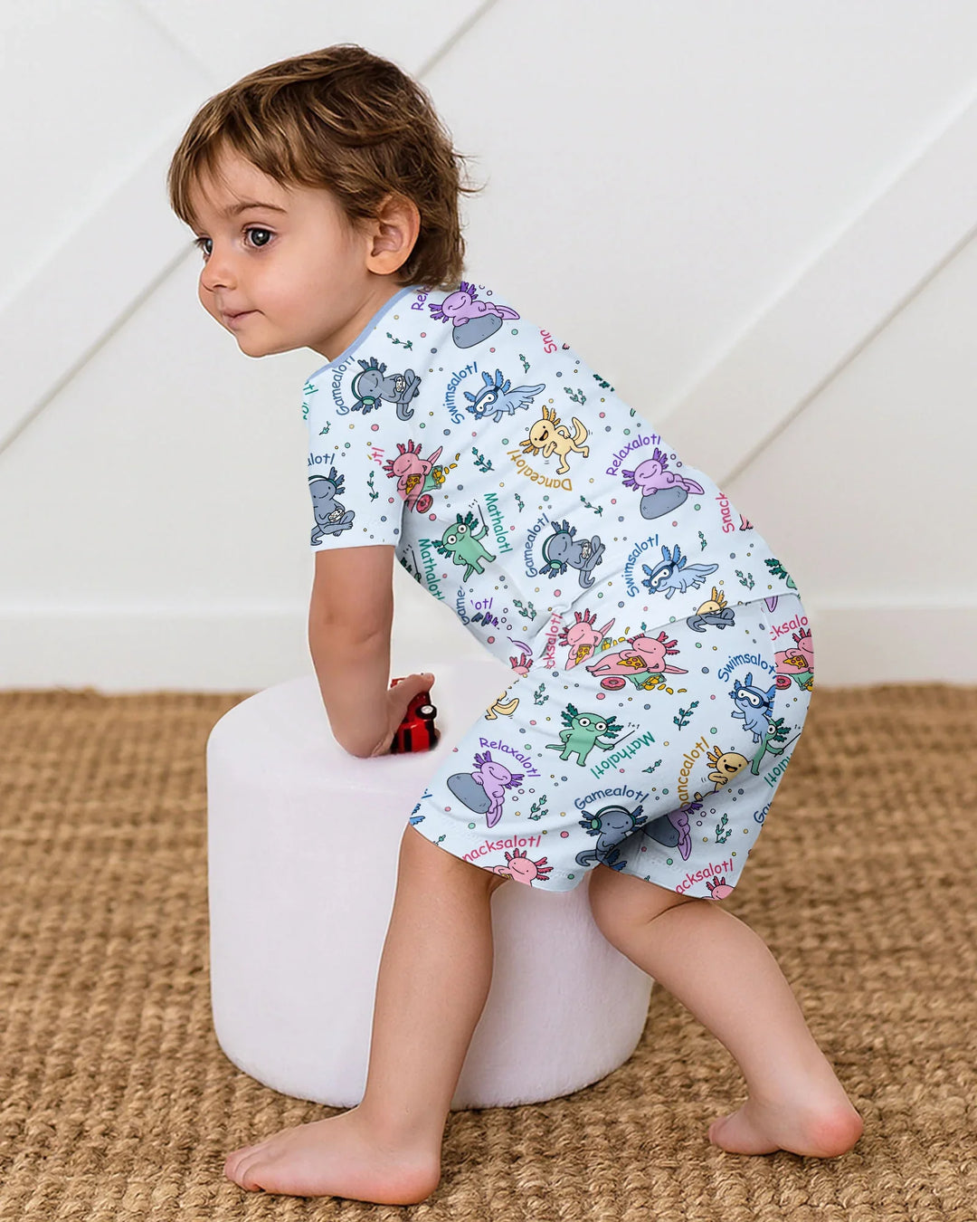 A Lotta Axolotls Bamboo Two Piece Short Sleeve Shorts Pajama Set