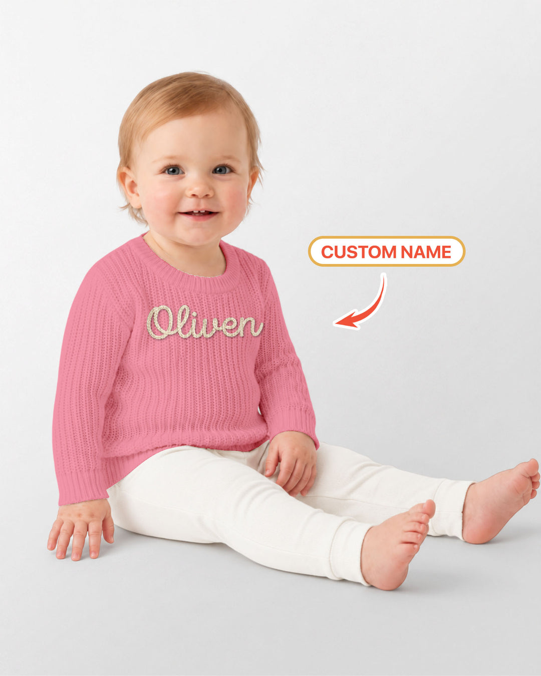 Embroidered Baby Name Bamboo Knit Sweater Bubble