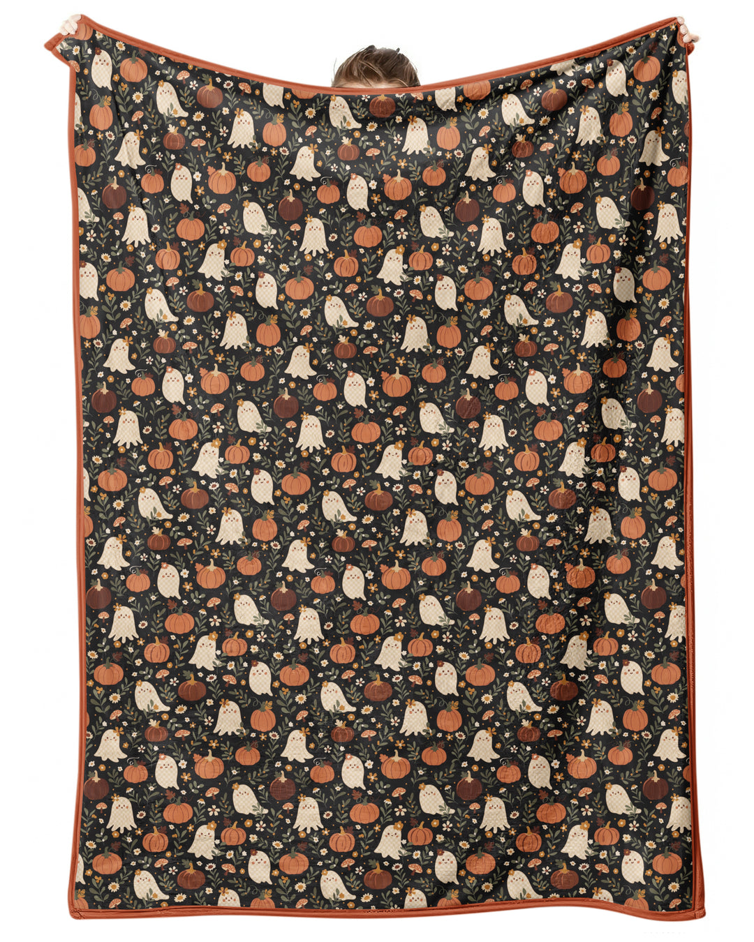 Ghost Pumpkin Harvest Floral Halloween Bamboo Blanket