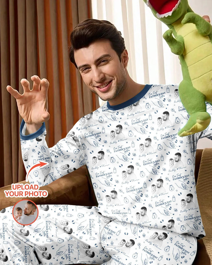 Custom Photo Our First Father's Day Together Bamboo Men's Pajama Set