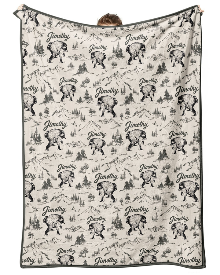 Vintage Jimothy Racoon Family Matching Bamboo Blanket