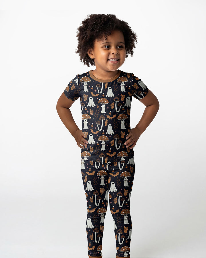 Retro Halloween Whimsy Bamboo Two Piece Short Sleeve Pajama Set