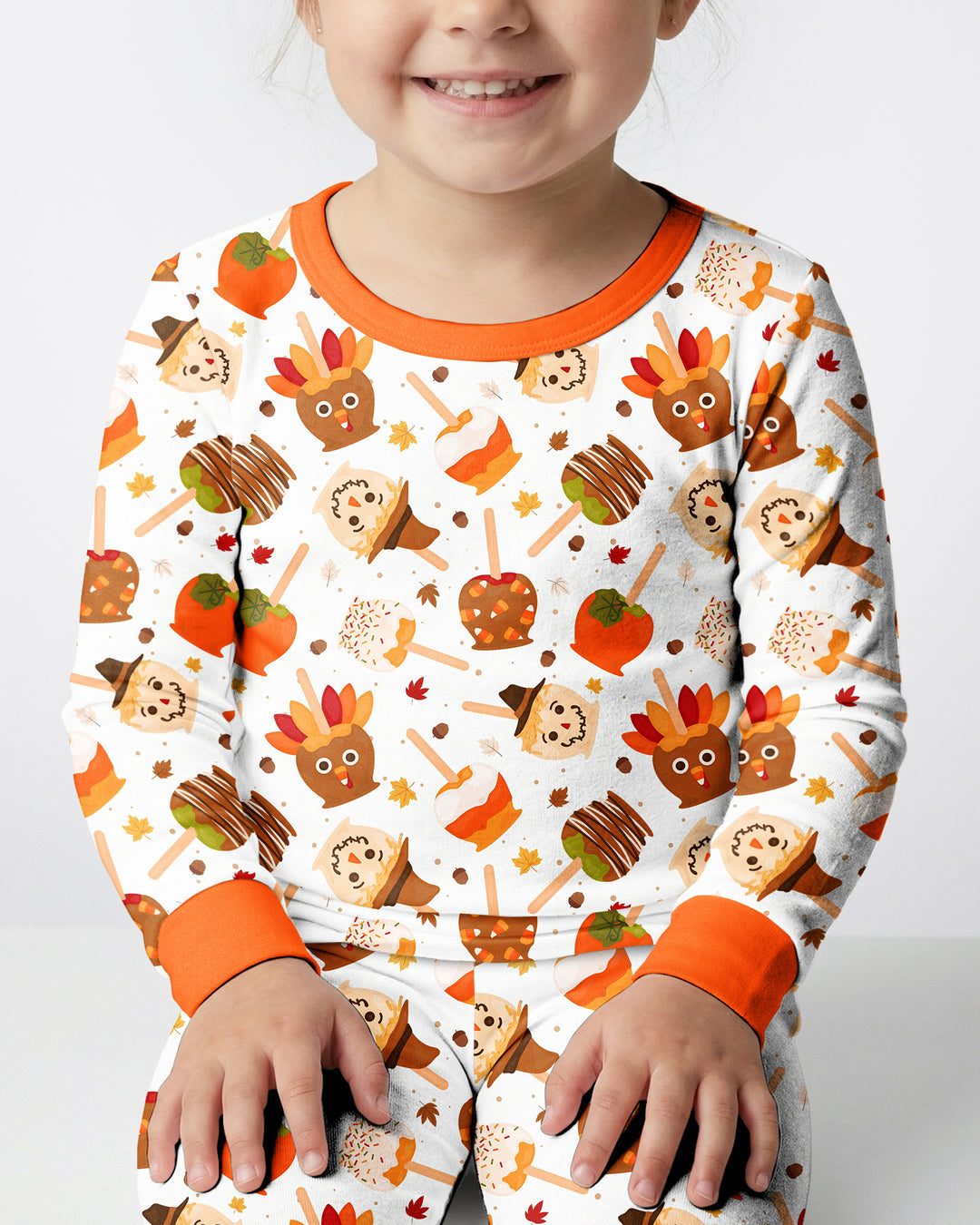 Fall Caramel Apple Family Matching Bamboo Two Piece Long Sleeve Pajama Set
