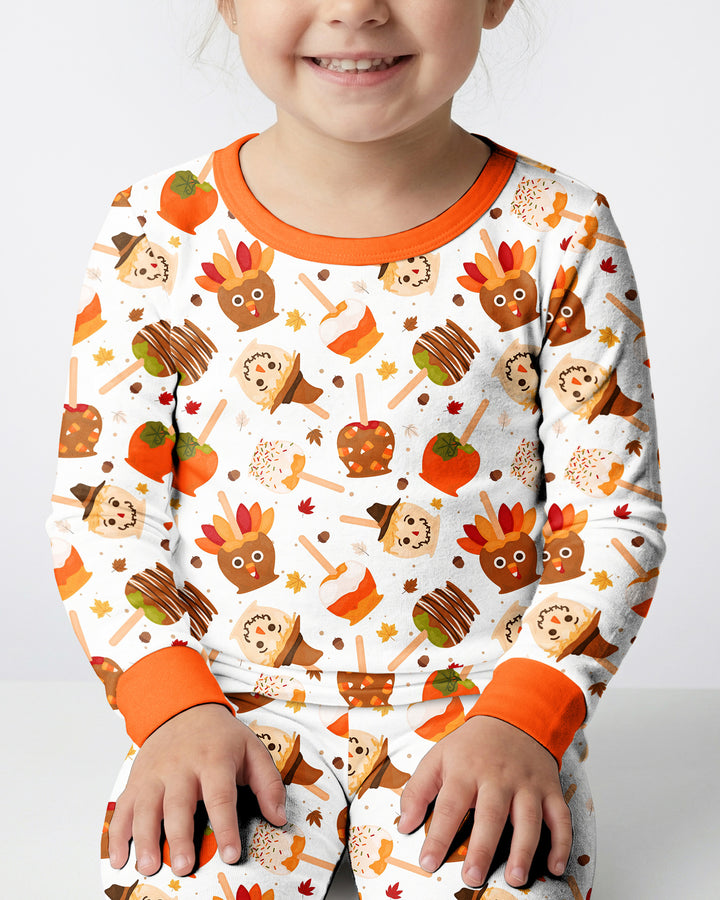 Fall Caramel Apple Family Matching Bamboo Two Piece Long Sleeve Pajama Set