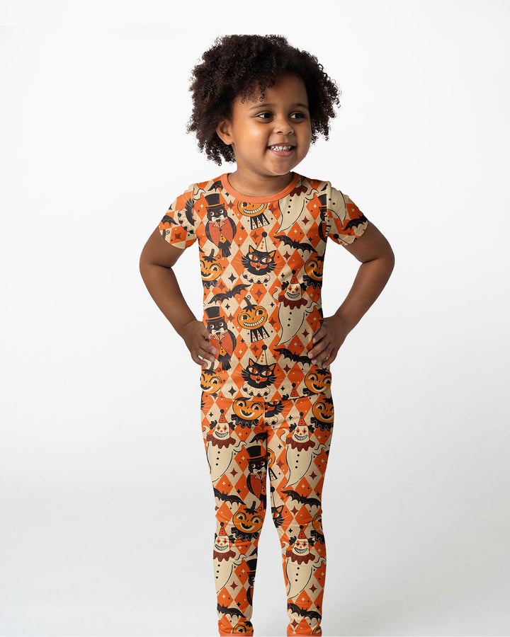 Vintage Halloween Carnival Bamboo Two Piece Short Sleeve Pajama Set