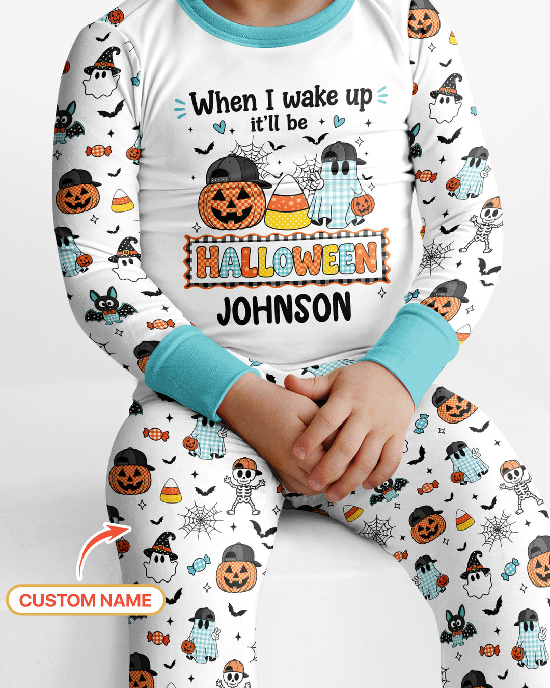 Custom Name When I Wake Up It'll Be Halloween! Bamboo Two Piece Long Sleeve Pajama Set