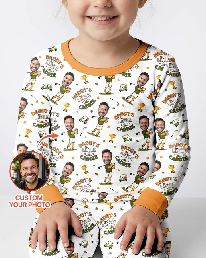 Custom Photo Daddy's Little Caddie Daddy & Me Matching Bamboo Two Piece Long Sleeve Pajama Set