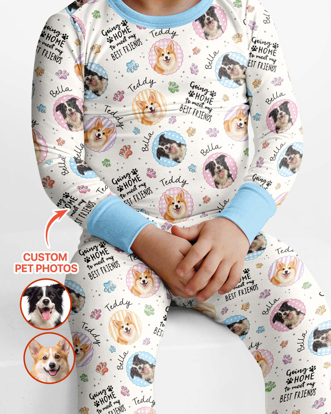 Custom Pet Photo My First Best Friend Bamboo Two Piece Long Sleeve Pajama Set