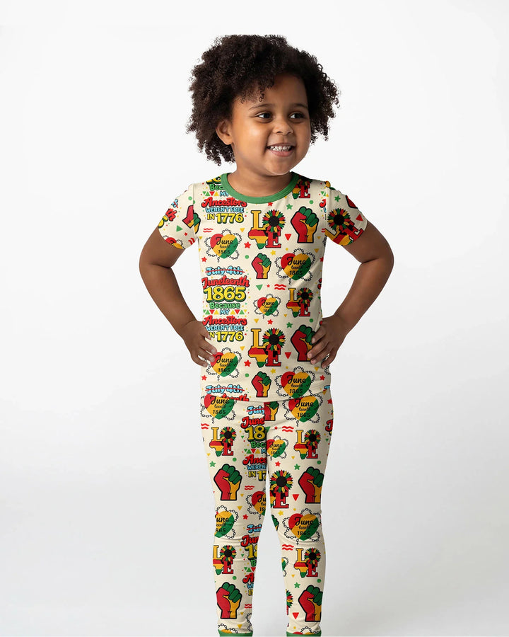 Conjunto de pijama de dos piezas de manga corta de bambú