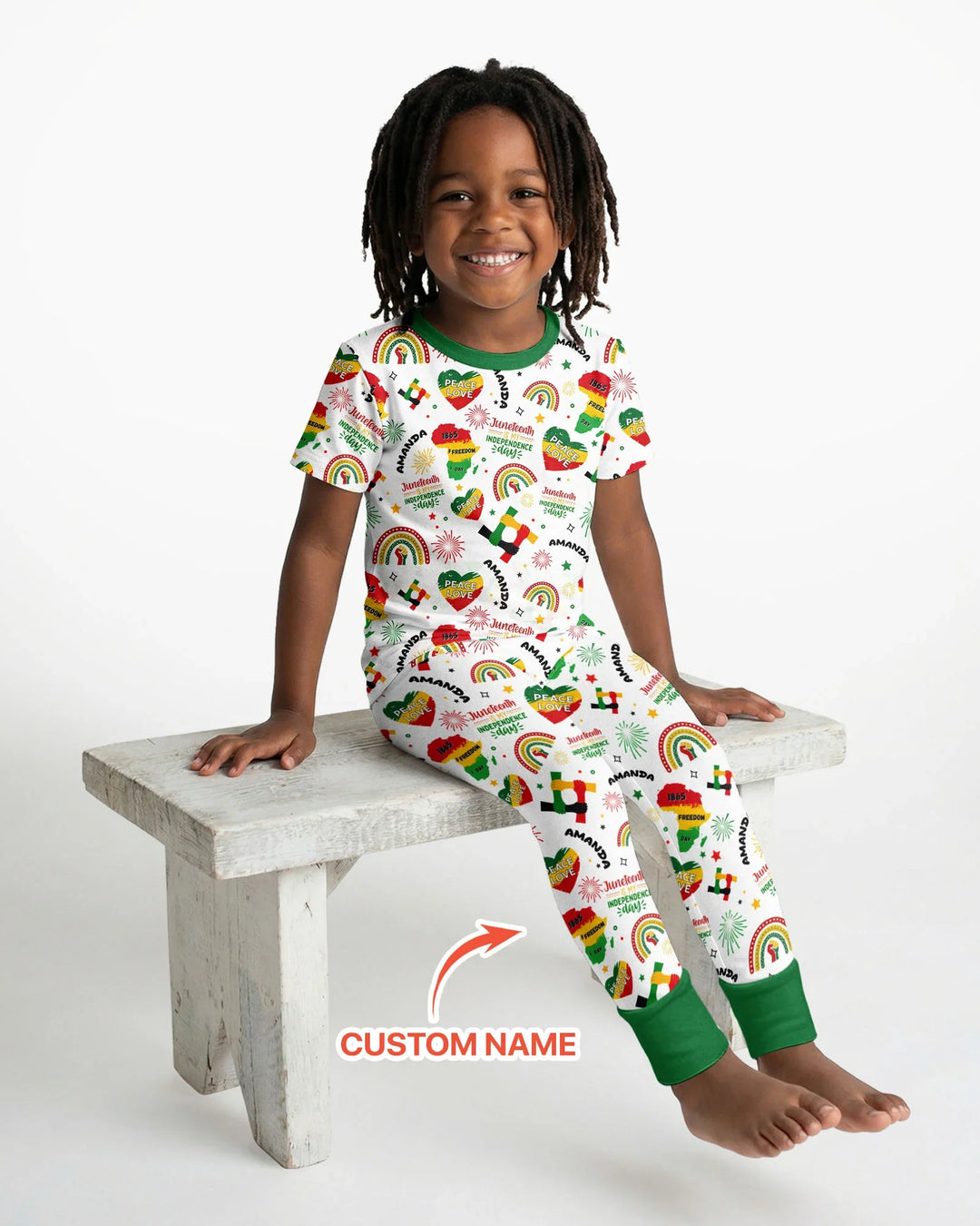 Custom Name Juneteenth Is My Independence Day Bamboo Two Piece Short Sleeve Pajama Set
