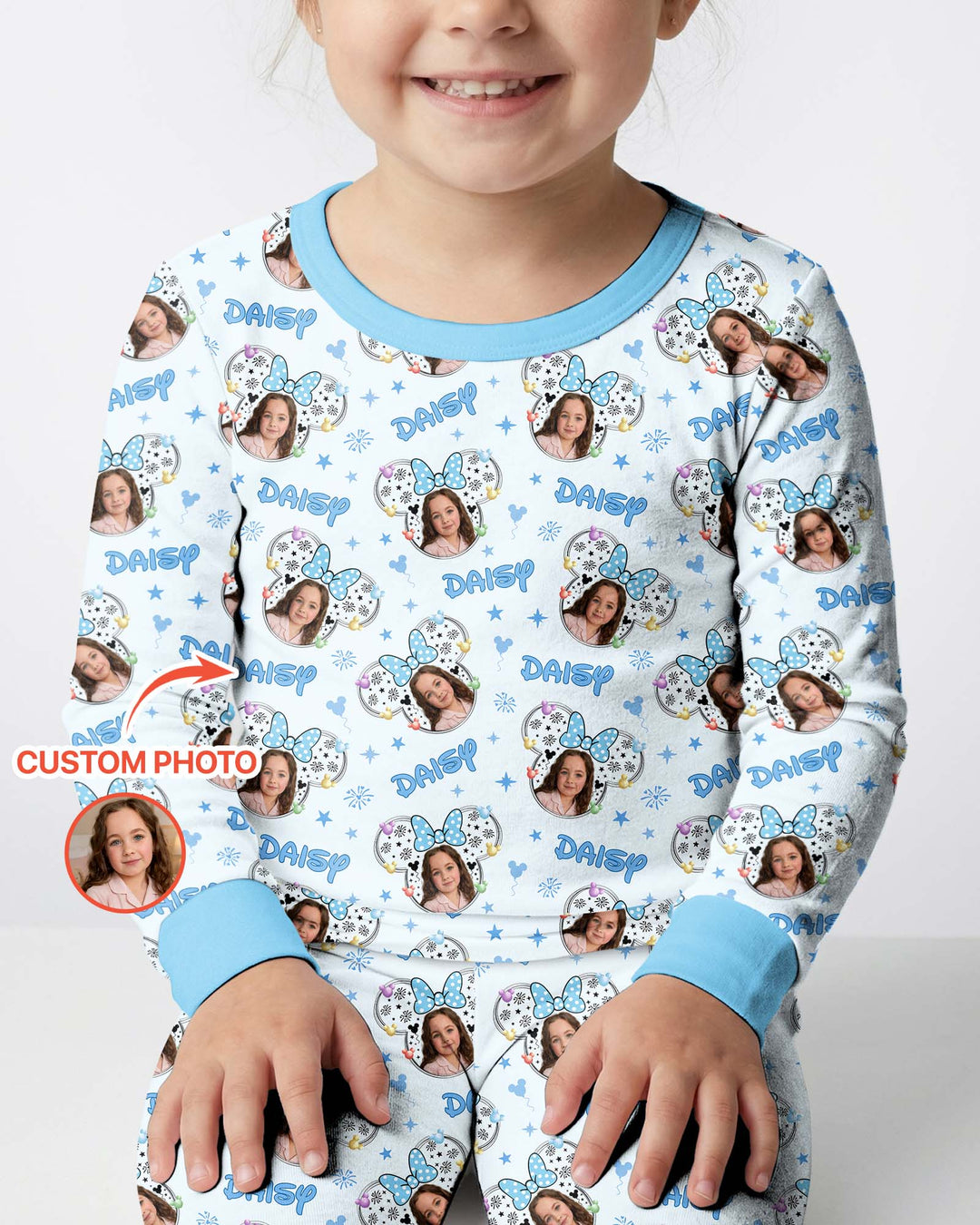 Custom Photo Little Princess Bamboo Two Piece Long Sleeve Pajama Set