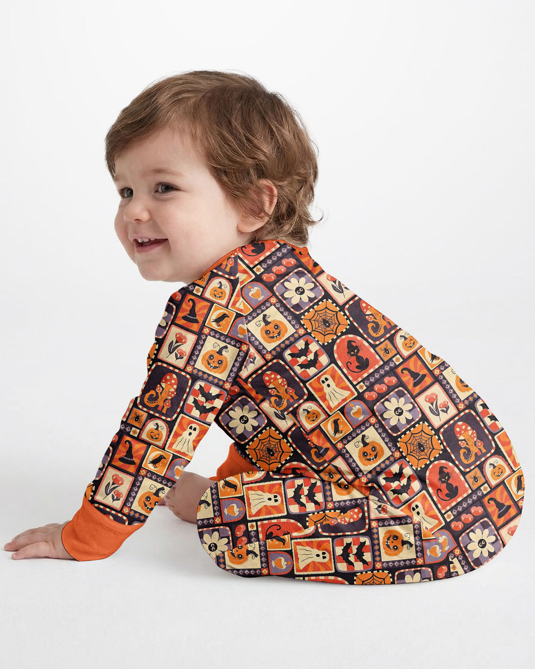 Retro Halloween Patchwork Icons Bamboo Convertible Zippy