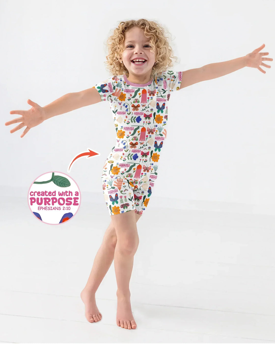 Created With A Purpose Bamboo Two Piece Short Sleeve Pajama Set