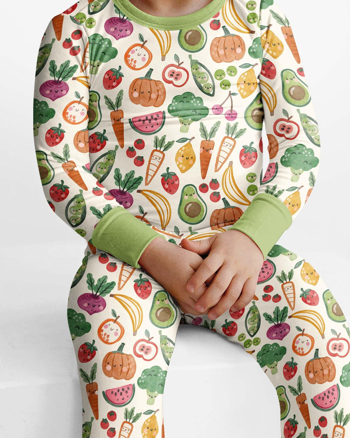 Zweiteiliges Langarm-Pyjama-Set mit Sommerfrüchten