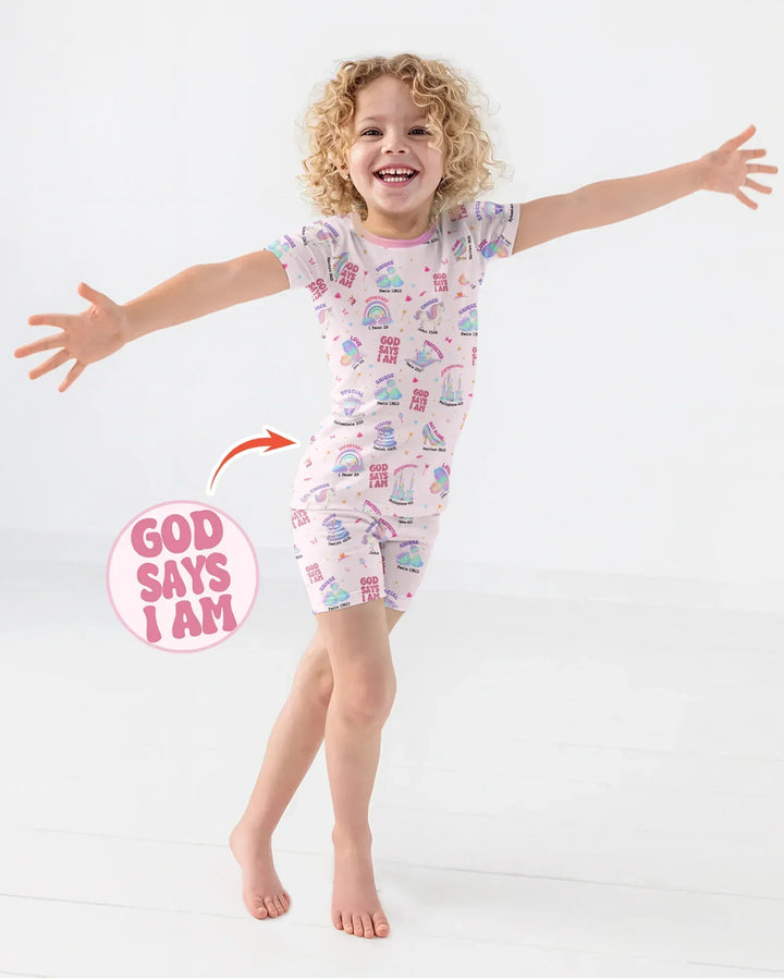 Zweiteiliges Pyjama-Set mit kurzen Ärmeln und Shorts im Sommer-Design