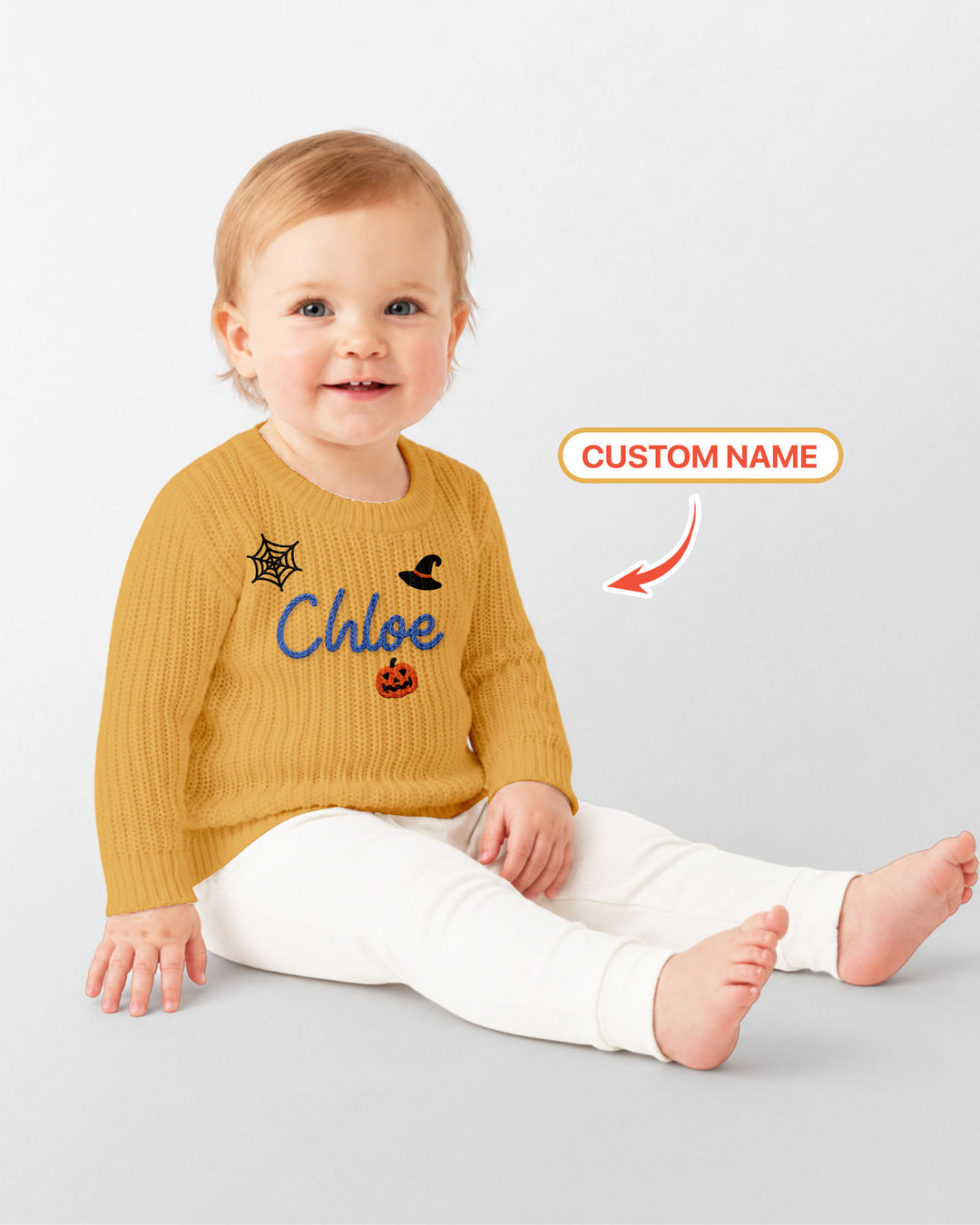 Happy Halloween Embroidered Baby Name Bamboo Knit Sweater Bubble