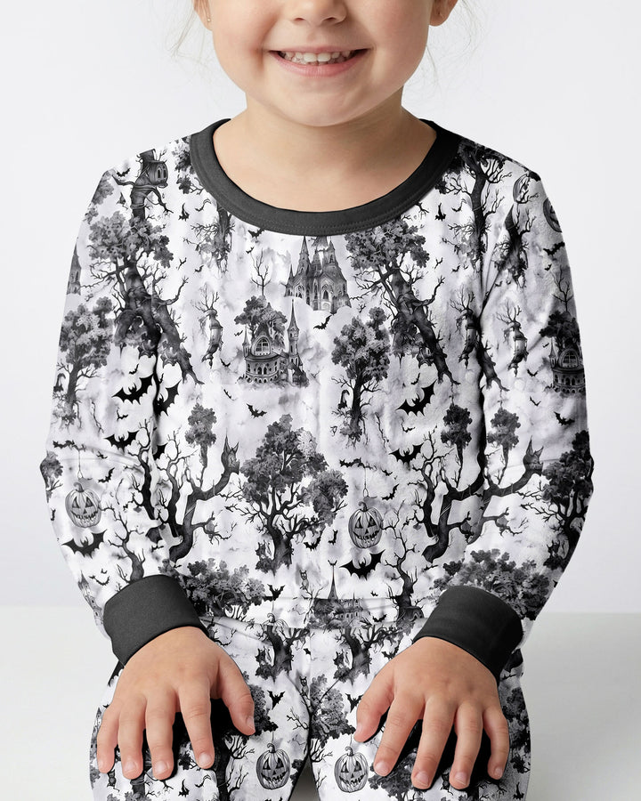 Gothic Halloween Chinoiserie Bamboo Two Piece Long Sleeve Pajama Set