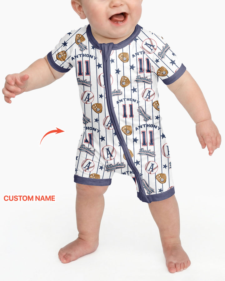 Béisbol con nombre personalizado Bambú manga corta con cremallera