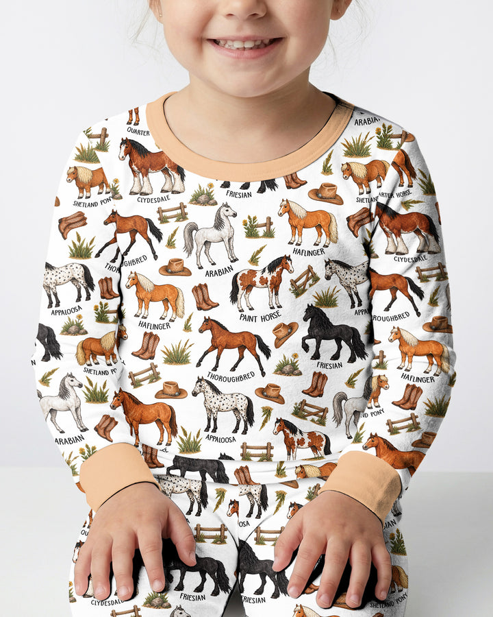 Types Of Horses Bamboo Two Piece Long Sleeve Pajama Set