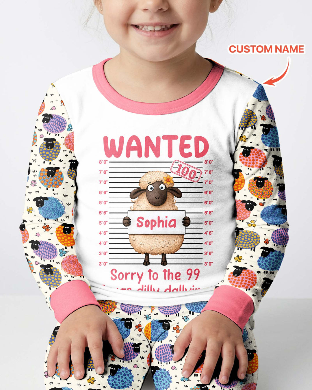 The Lost Sheep Custom Name Bamboo Two Piece Long Sleeve Pajama Set