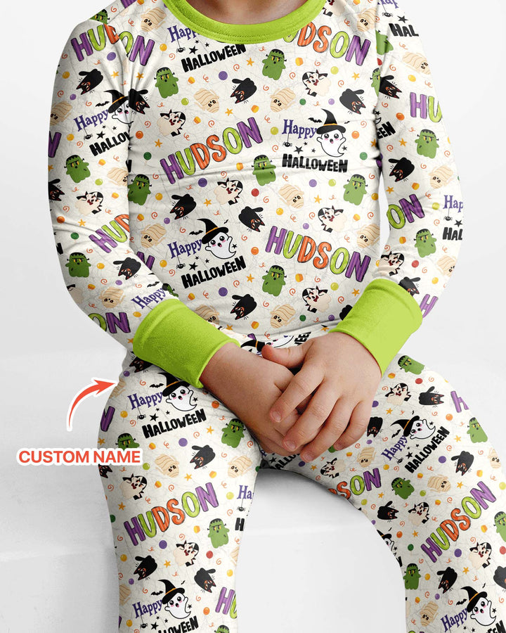 Personalized My First Halloween  Bamboo Two Piece Long Sleeve Pajama Set