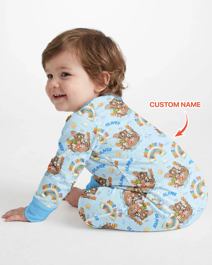 Custom Name Jesus Loves Me Noah's Ark Bamboo Convertible Zippy