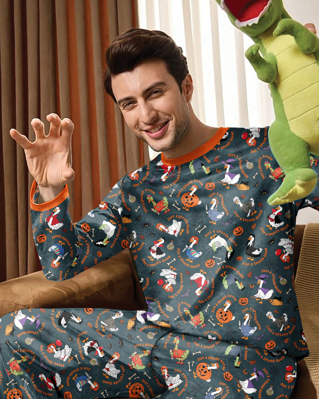 Just A Spooky Goose Family Matching Bamboo Men's Pajama Set
