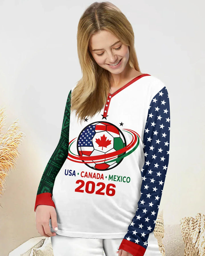 Soccer Cup USA Canada Mexico Bamboo Women Pajama Set