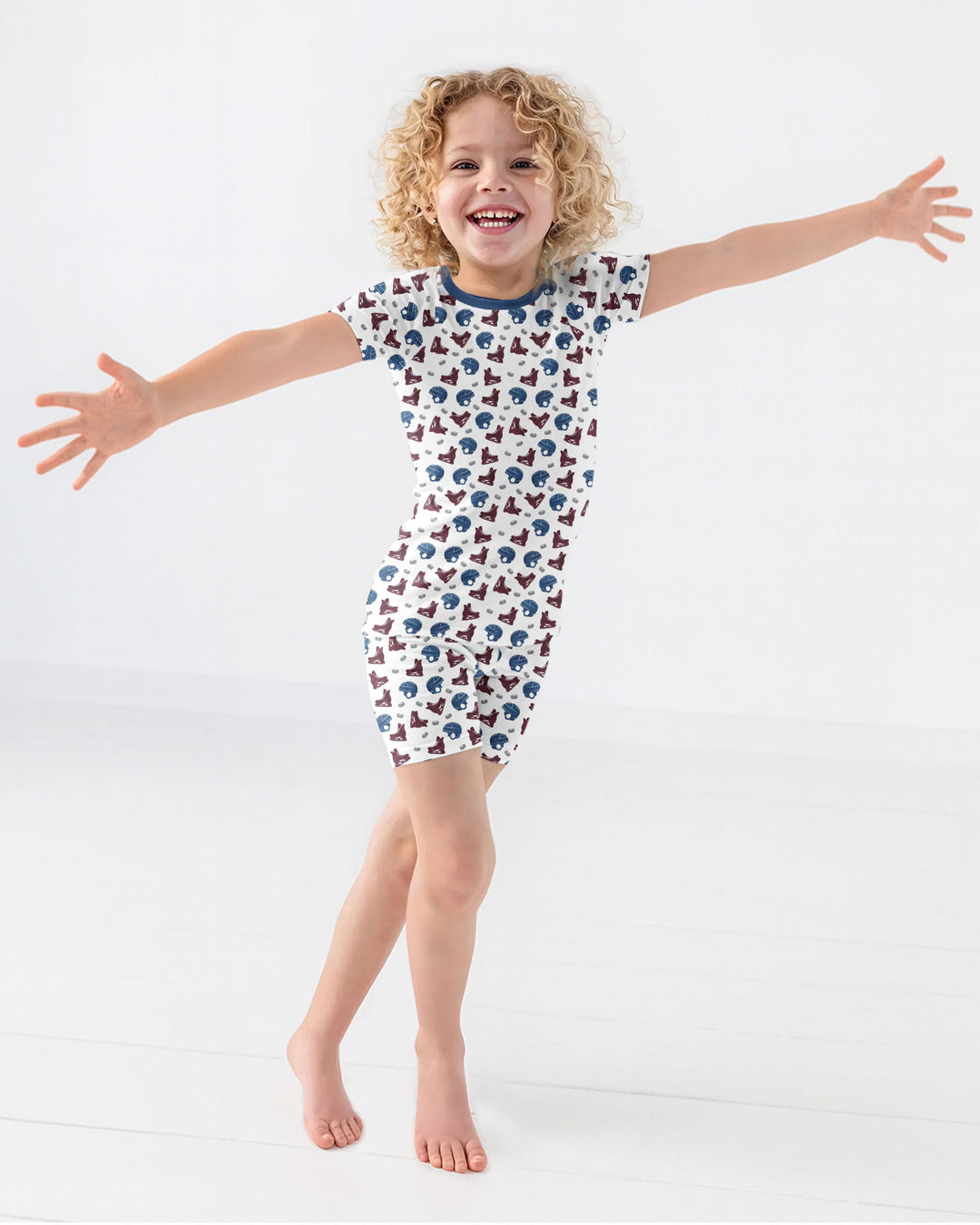 Hockey - Pucks & Gear Bamboo Two Piece Short Sleeve Shorts Pajama Set