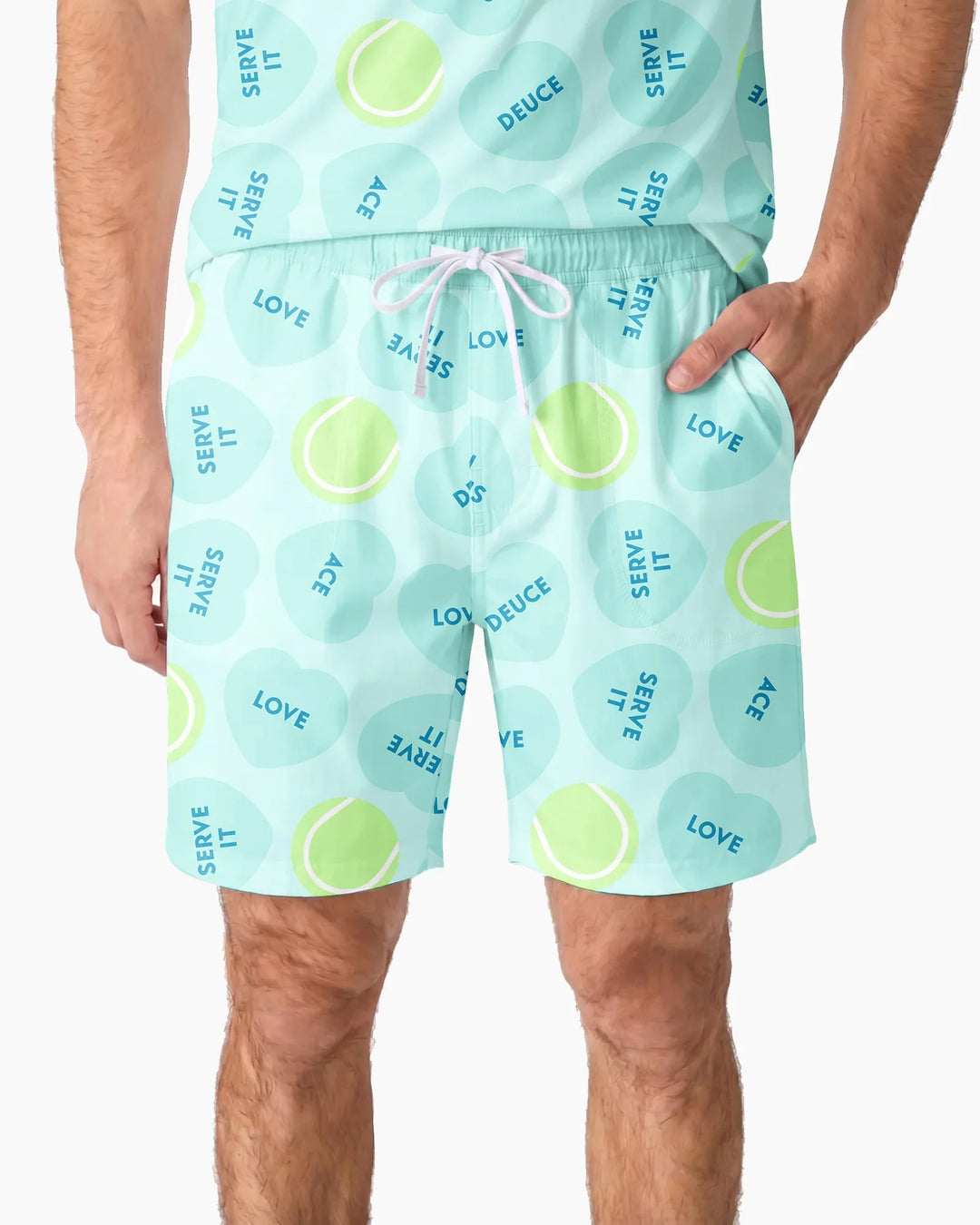 Tennis with Love Bamboo Men Short Sleeve Short Pajama Set