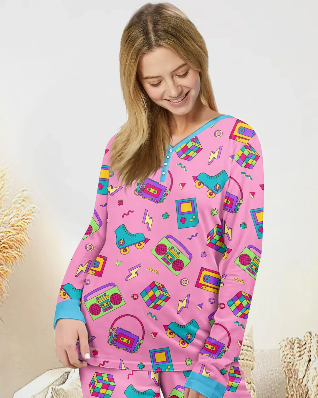80s Retro Neon Bamboo Women Pajama Set