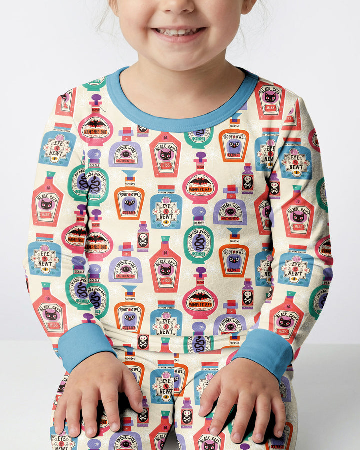 Retro Halloween Potions Bamboo Two Piece Long Sleeve Pajama Set
