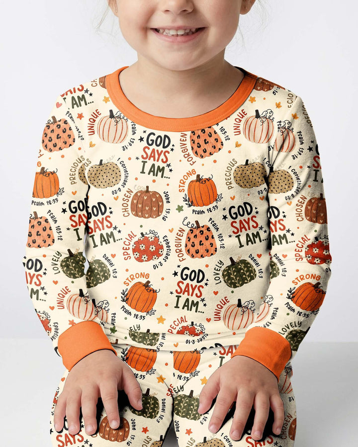 Fall God Says I Am Bamboo Two Piece Long Sleeve Pajama Set