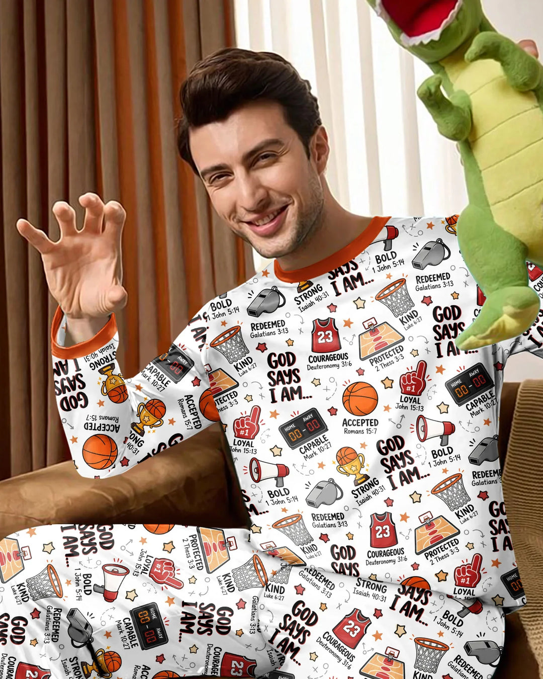 Basketball God Says I Am Bamboo Men's Pajama Set
