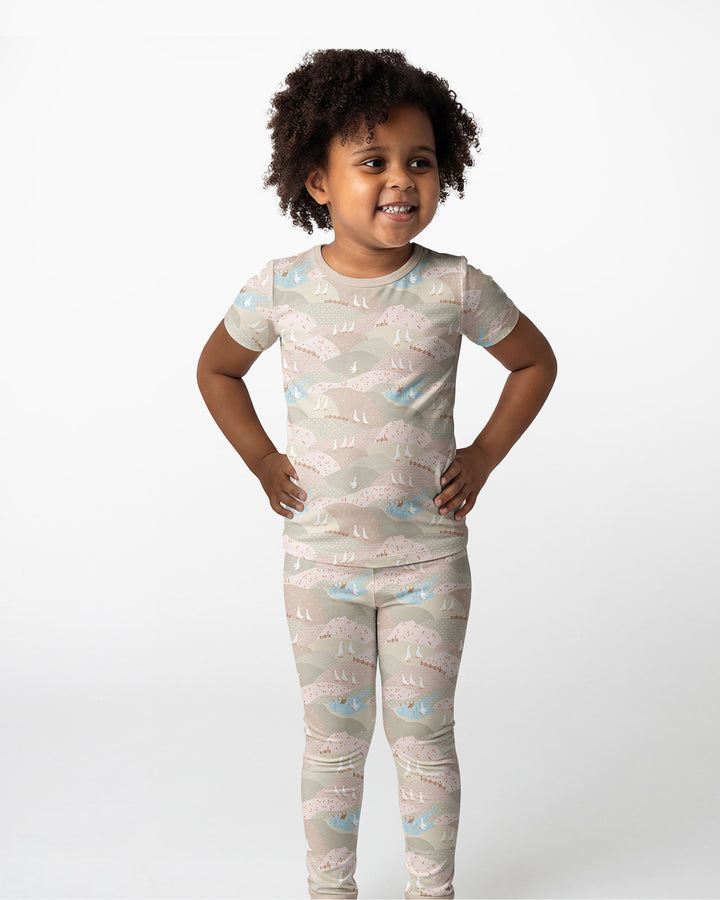 Wandering Geese Family Matching Bamboo Two Piece Short Sleeve Pajama Set