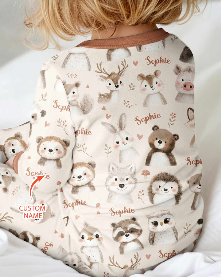 Custom Name Watercolor Woodland Bamboo Convertible Zippy