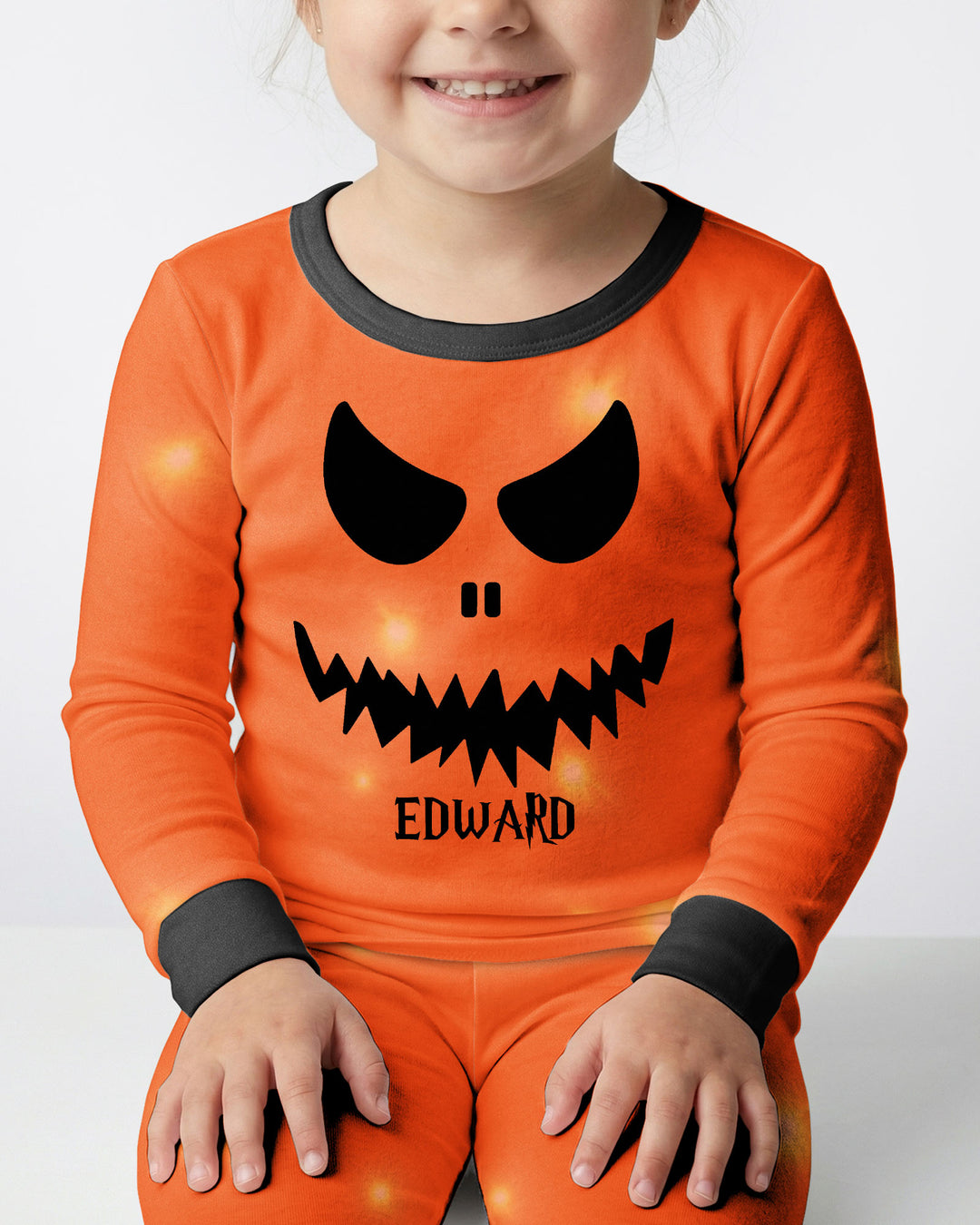 Glowing Pumpkin Bamboo Two Piece Long Sleeve Pajama Set