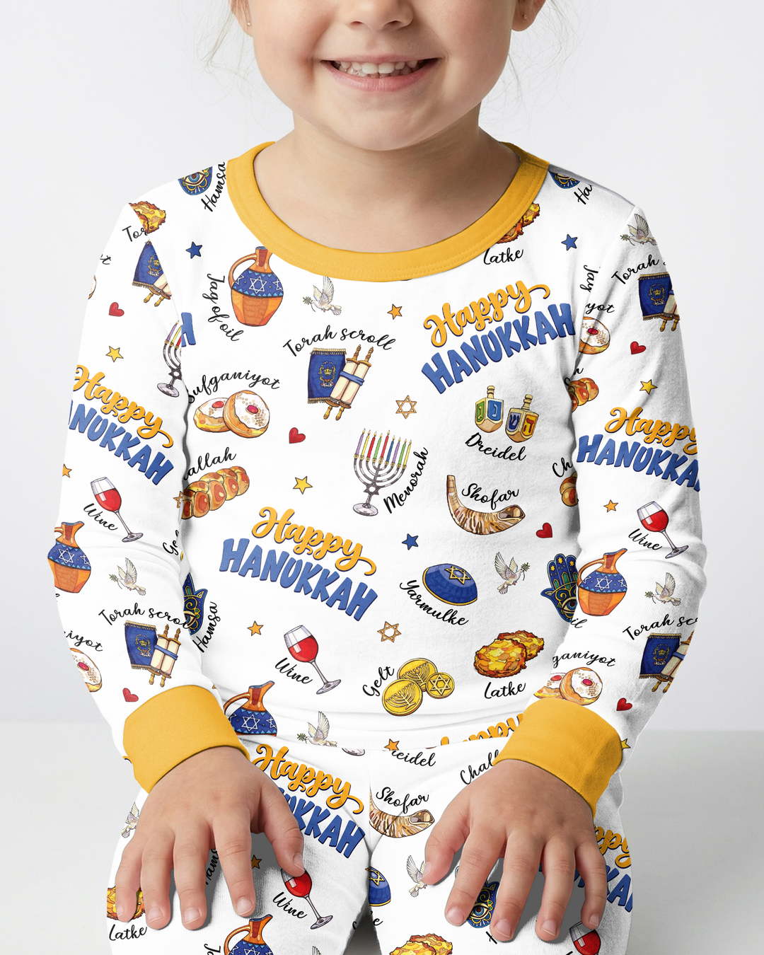 Tis The Season Hanukkah Bamboo Two Piece Long Sleeve Pajama Set