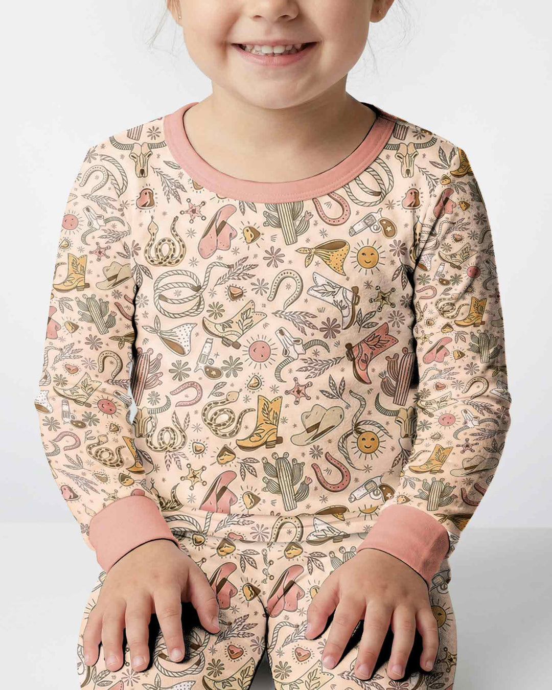 Doodly Cowboy Bamboo Two Piece Long Sleeve Pajama Set