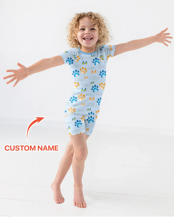 Pijama de bambú de dos piezas de manga corta con pantalón corto, plantilla personalizada