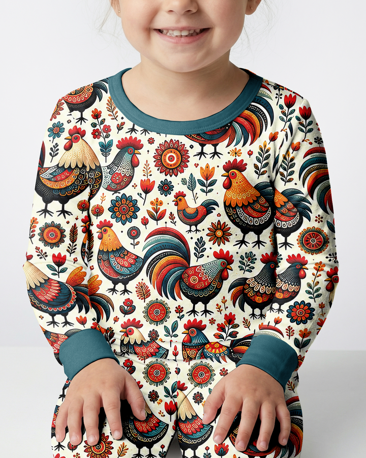 Country Chickens Bamboo Two Piece Long Sleeve Pajama Set
